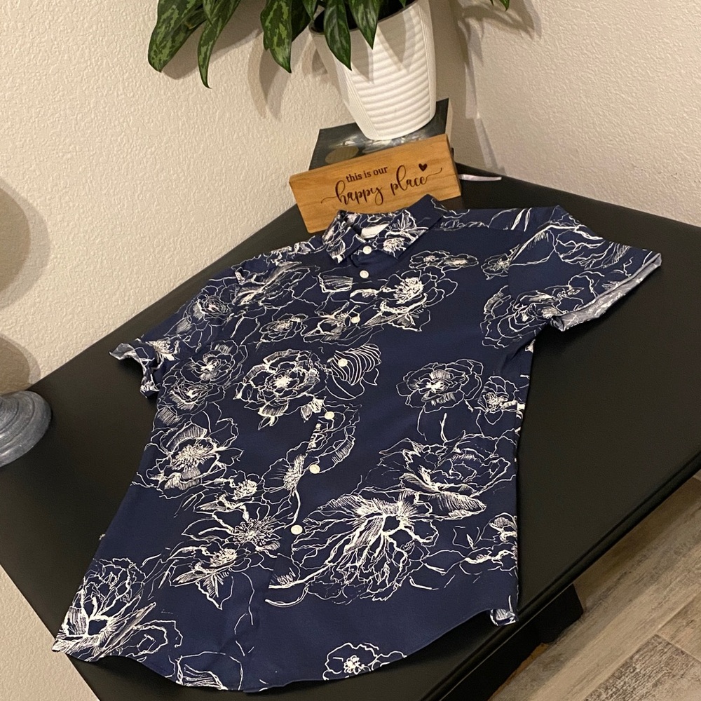 Asos Design Floral Navy Button-up